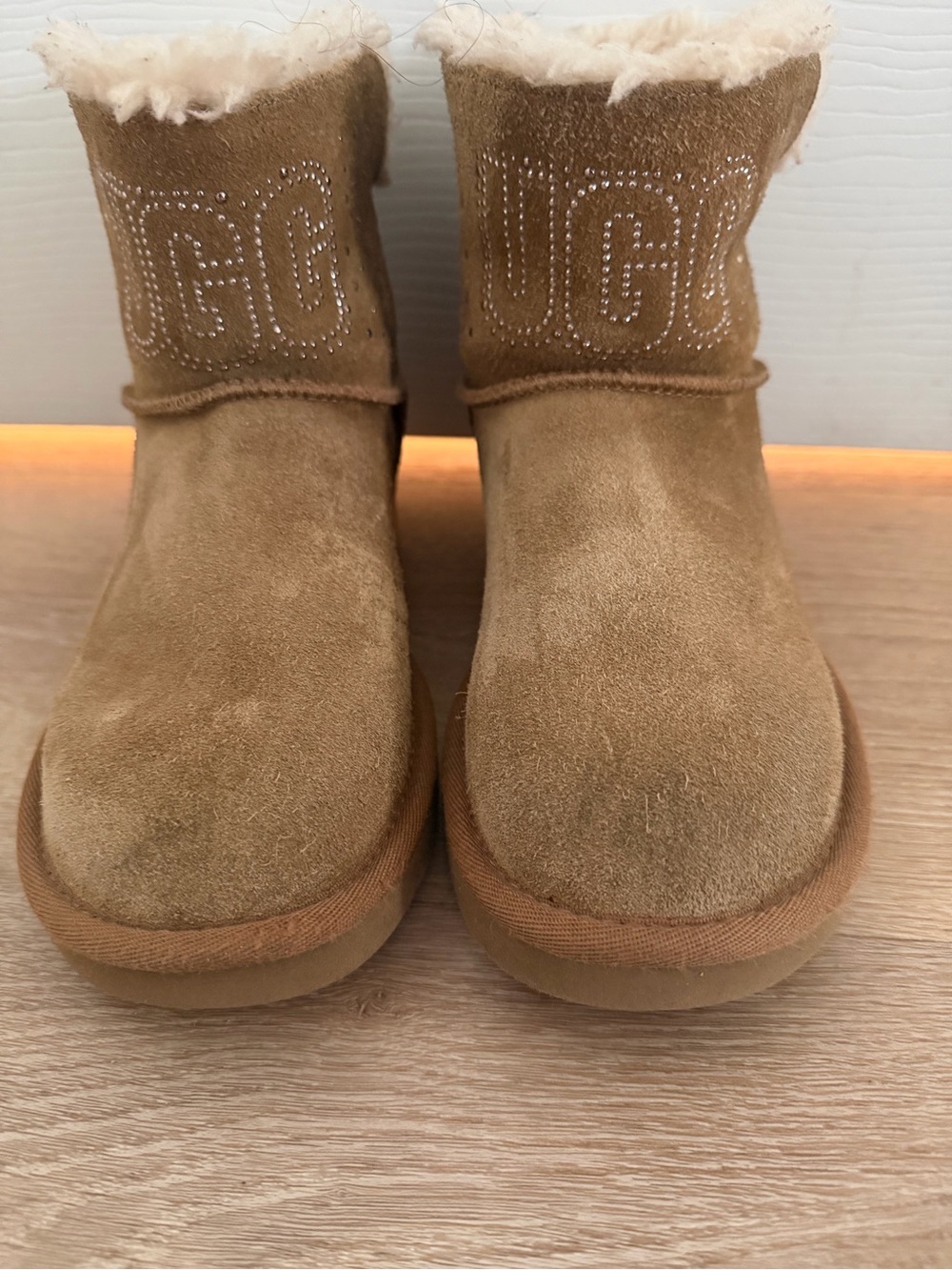 UGG Chestnut Suede Shearling Logo Booties